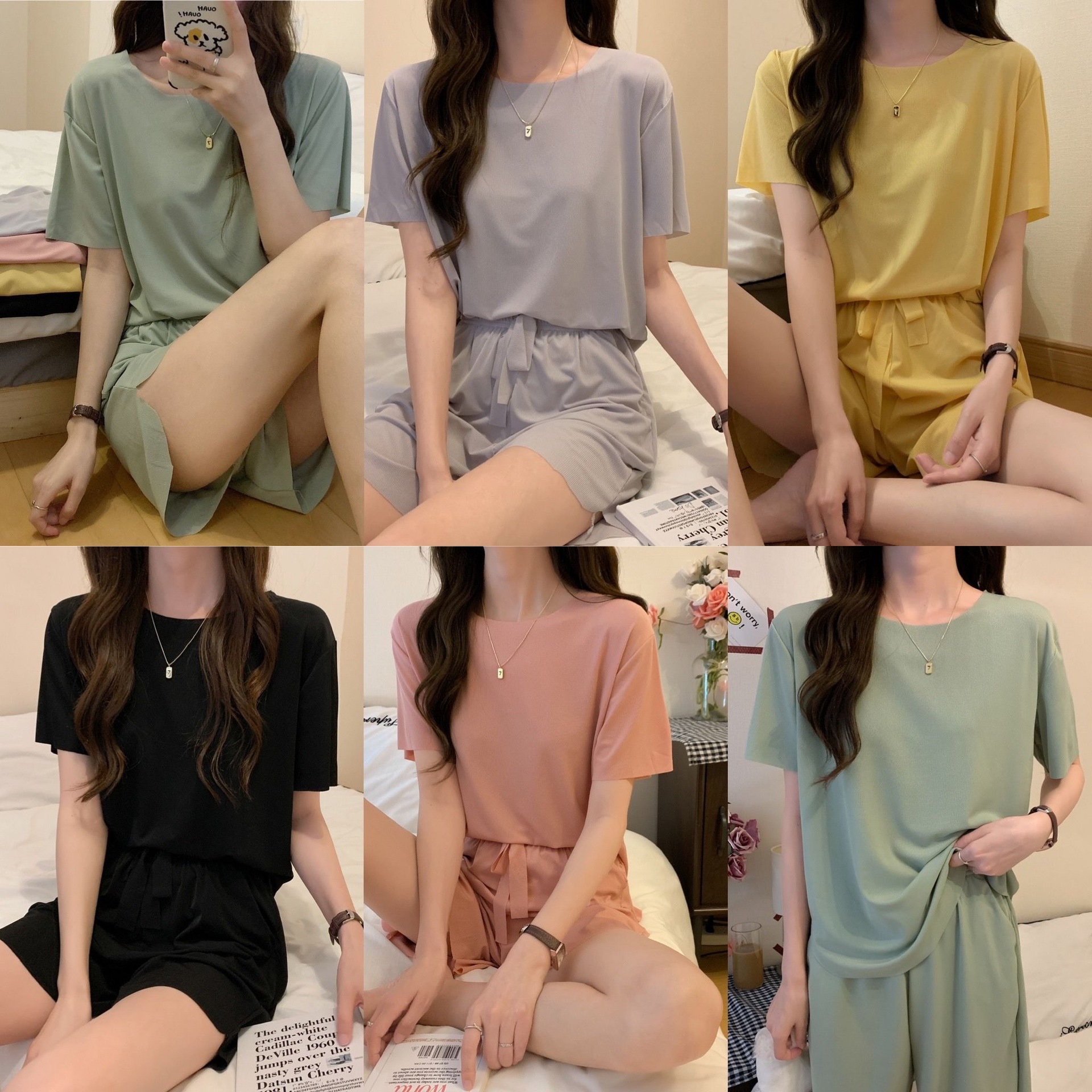 Summer new style cool Queen Ice Silk pajamas women's home wear two pieces suit casual soft suit short sleeve shorts