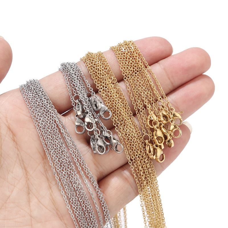 Picture of Wholesale Hanging Chain Cross Chain Flat O Chain O-Shaped Chain Thin Chain Pendant Necklace Lobster Clasp Accessories
