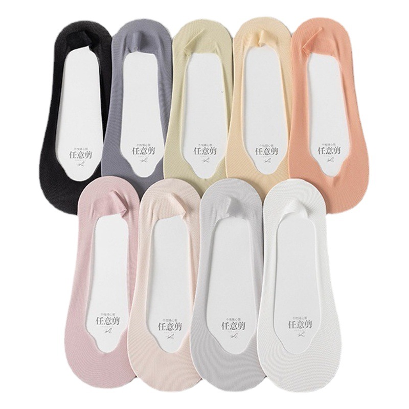 Mesh Boat Socks Women's Summer Thin Shallow Mouth Invisible Pure Cotton Bottom High Heels Summer Socks Women's Ice Silk Ultra-thin Non-slip