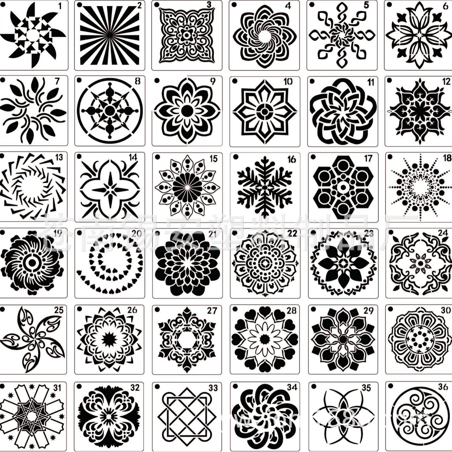 Cross-Border 56 Mandala Auxiliary Painting Templates Mandala Stone Painting Carving Creative Mandala Model