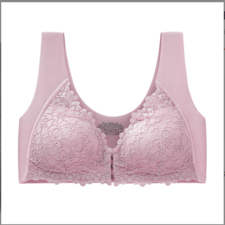 Cross-border Large Size Front Buckle Non-rimless Bra Latex Cup Vest Breastfeeding Push-up chubby girl Non-rimless Women's Underwear