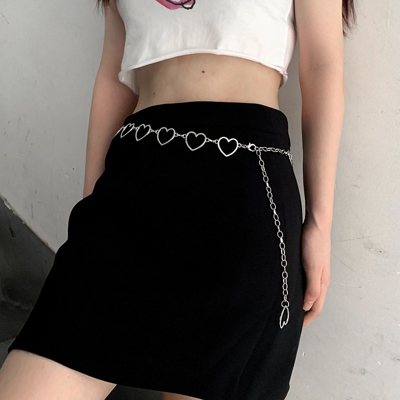 Picture of European and American Cross-Border Jewelry, Simple and Versatile, Hollow Heart-Shaped Oversized Peach Heart Waist Accessory, Hip-Hop Pants Chain, Waist Chain, Retro Trend