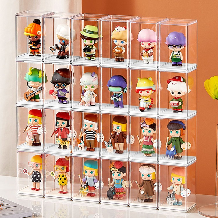 Blind Box Storage Display Rack Bedroom Bubble Mat Acrylic Storage Box Transparent Dust-proof Hand-held Single Scene Box