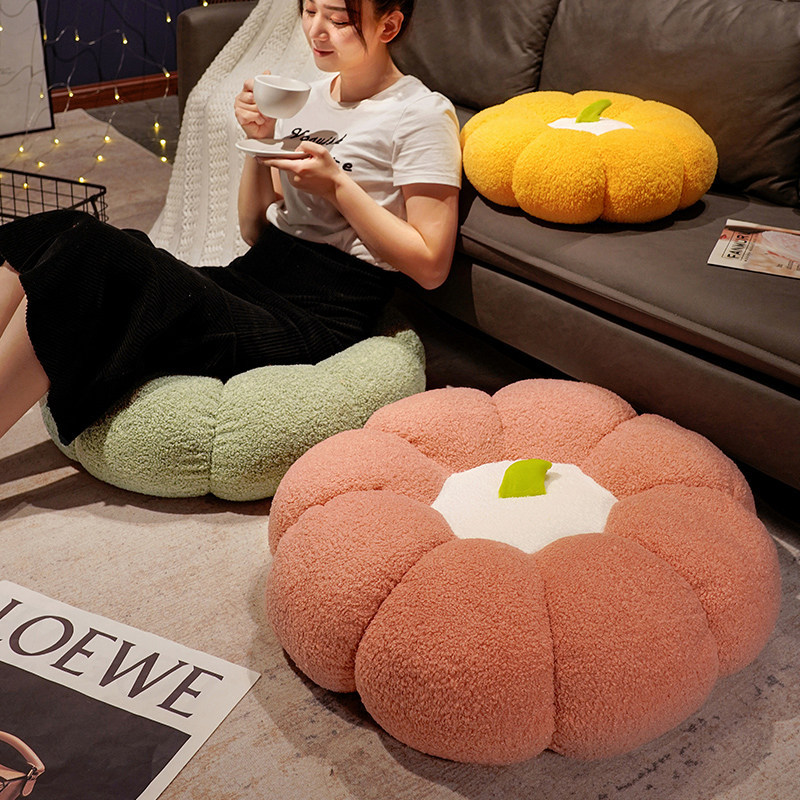 Picture of Pumpkin Futon Cushion Floor Pouf Lazy Living Room Butt Cushion Tatami Bay Window Back Cushion Floor Cushion Cushion