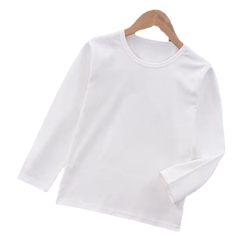 Pure Cotton Children's Solid Color Base Shirt Spring and Autumn New Korean Style Boys' Top Girls' All-match Round Neck Long Sleeve T-shirt