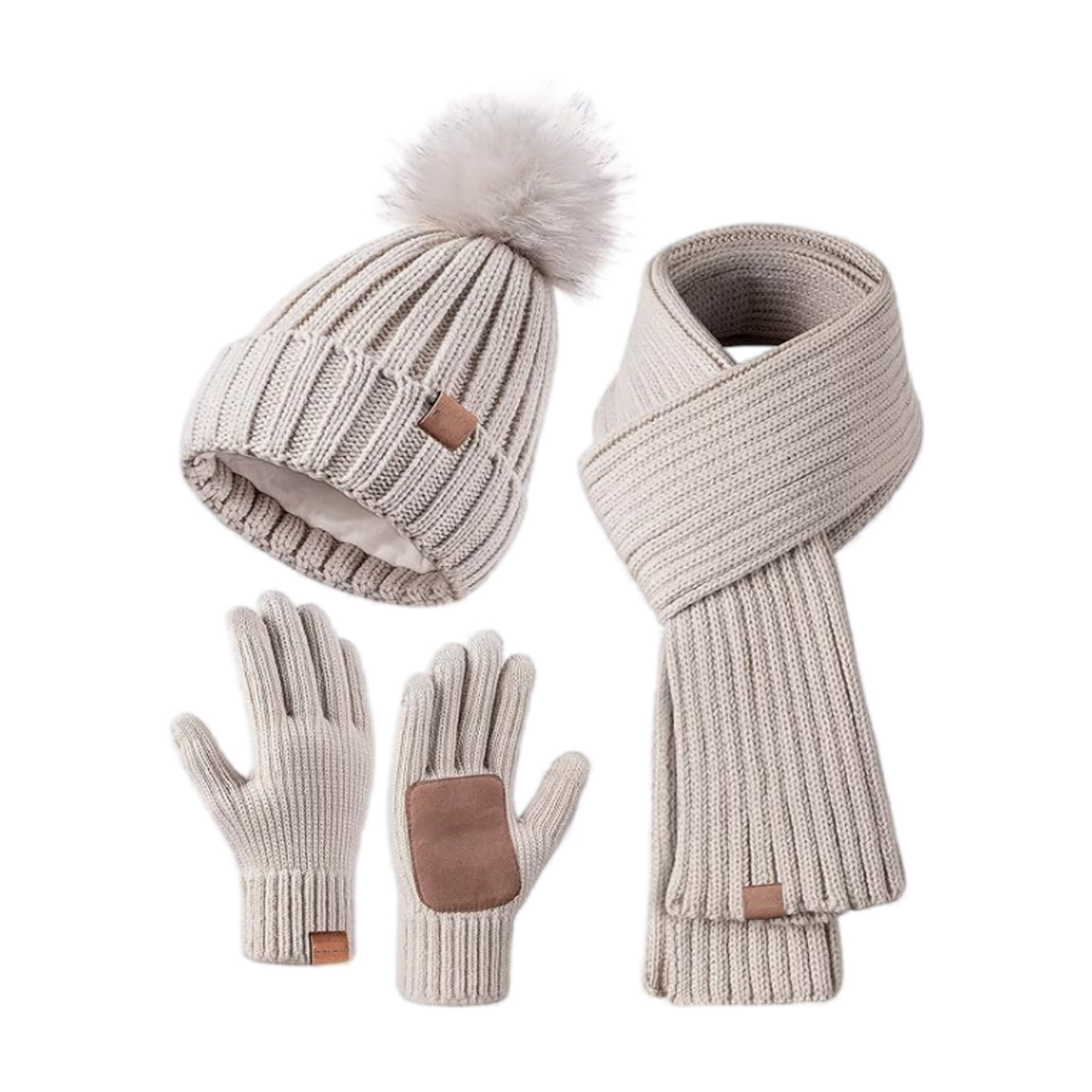 Picture of Cross-border e-commerce factory new in stock adult children 6 color women's knitted hat scarf touch screen gloves