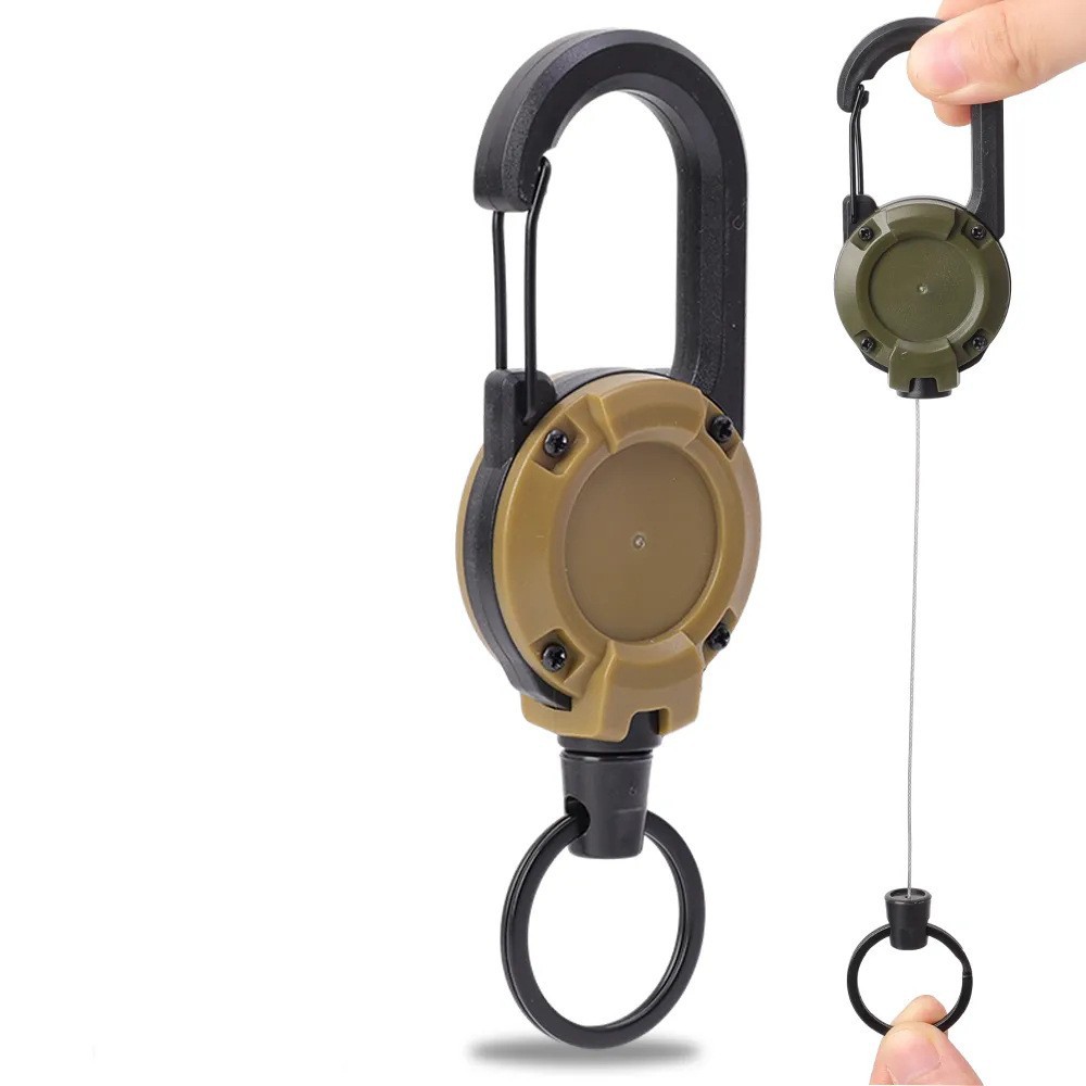 Picture of Backpack tactical U-shaped easy-pull buckle keychain retractable simple black outdoor portable steel wire four-color spring buckle