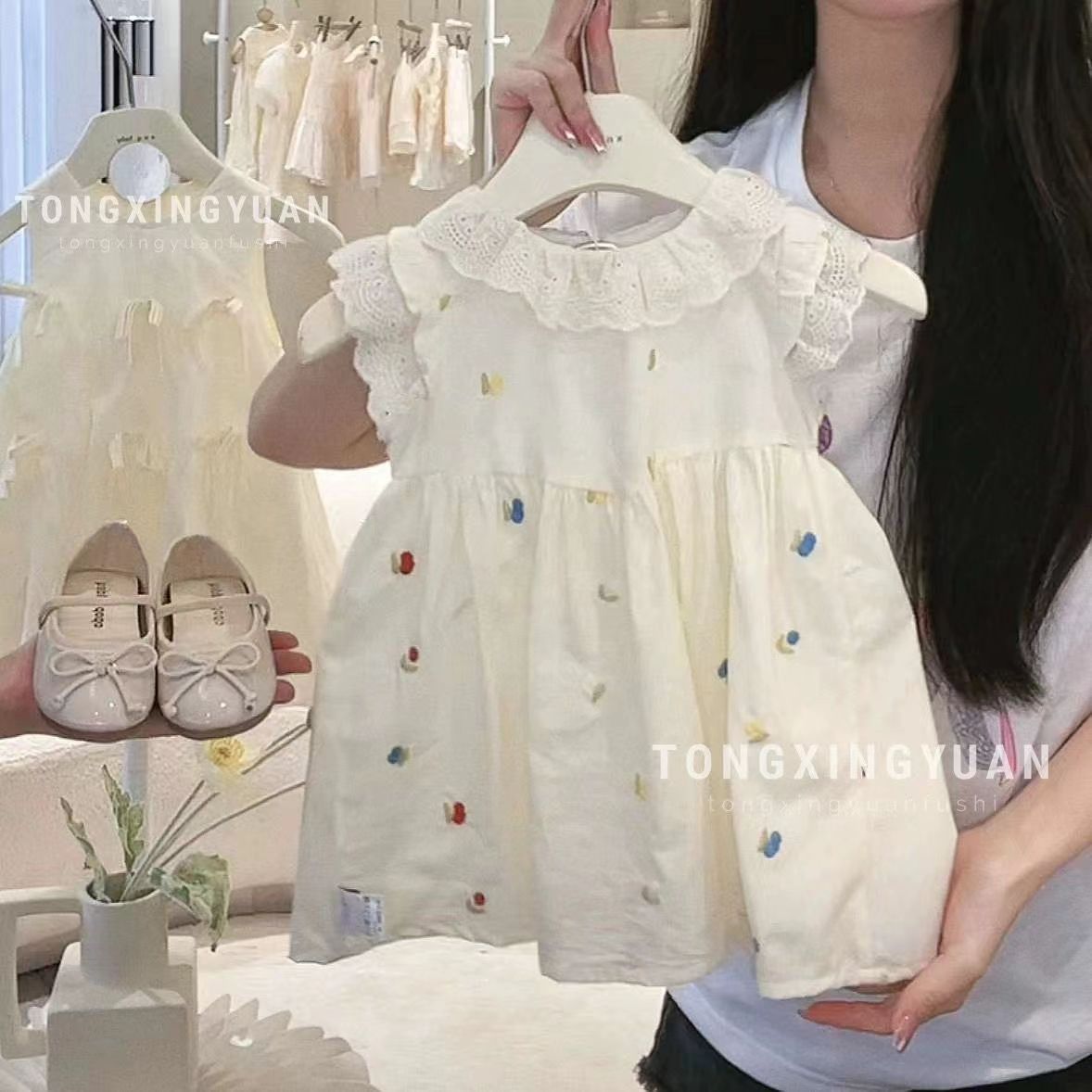 Picture of Children's dress Summer New Flower Embroidered Girls' Skirt Flower Bud Sleeveless Girl Stylishy Princess dress