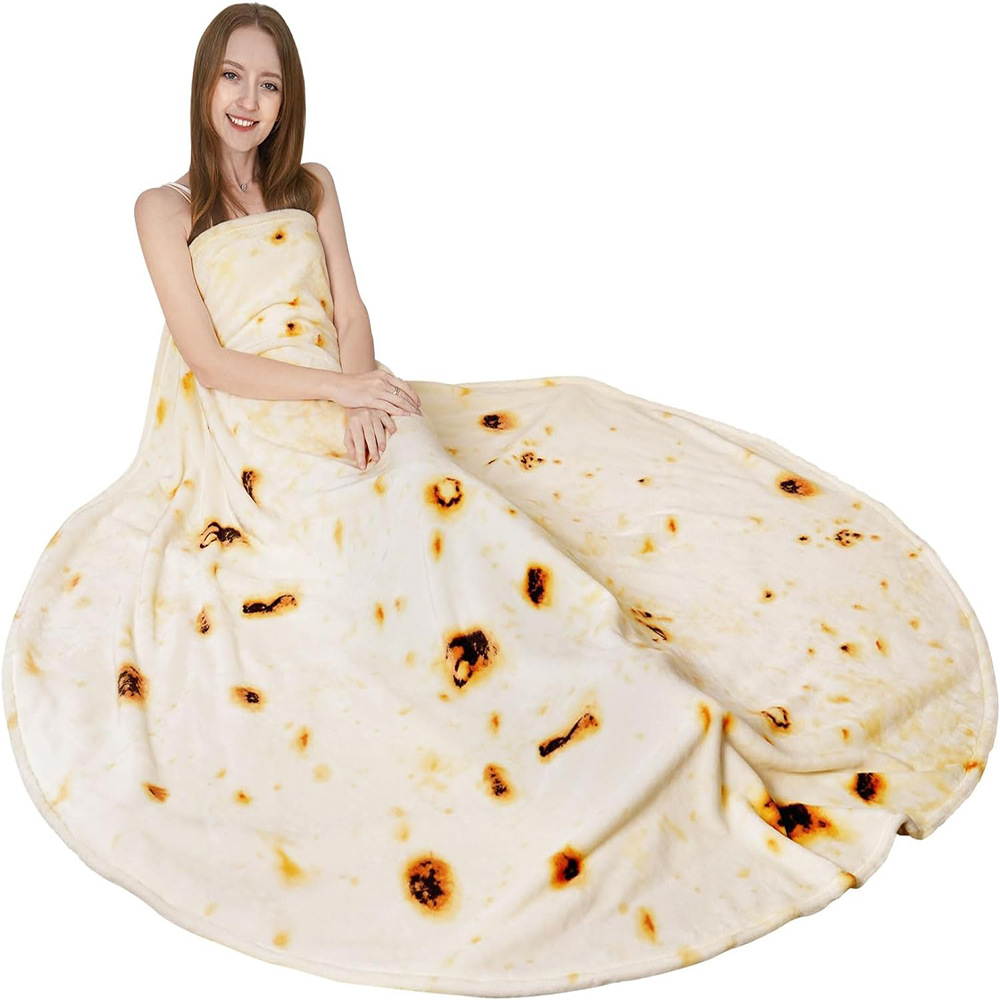Picture of Hamburger Blanket Funny Blanket Mexican Burrito Blanket Throwing Corn Cake Wool Blanket Sofa Wool Blanket