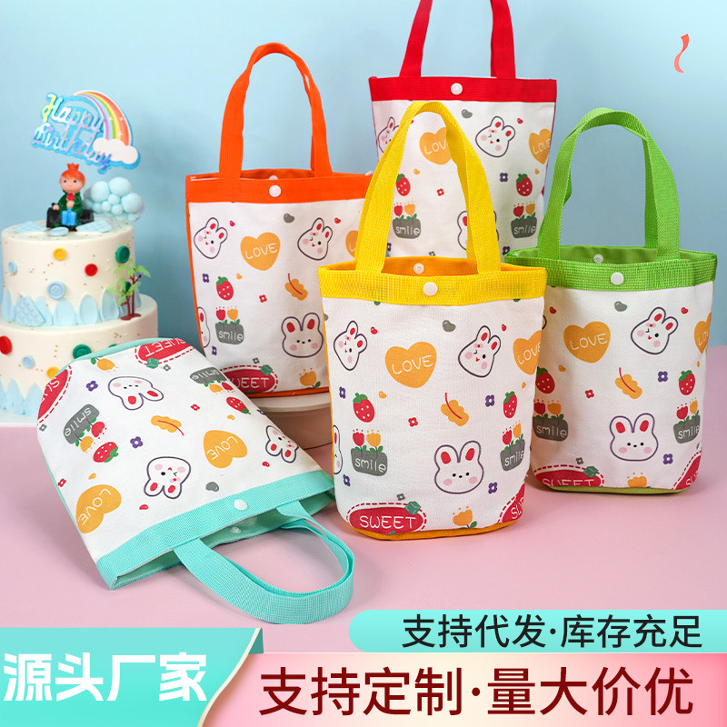 Children's High-End Cartoon Gift Bag, Birthday Gift Packaging Bag, Kindergarten Satchel Souvenir Canvas Bag Customization