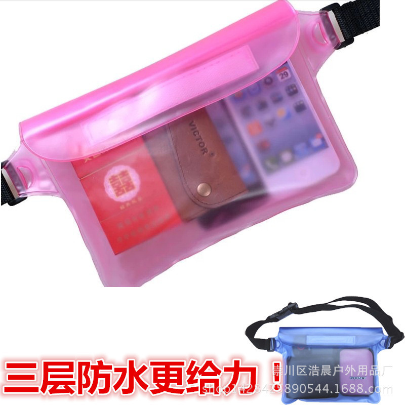 Cross-Border Trade Sealed Pvc Waterproof Waist Bag for Swimming, Beach, Miscellaneous Items, Phone Pouch, Outdoor Pvc Waterproof Bag, Rainproof