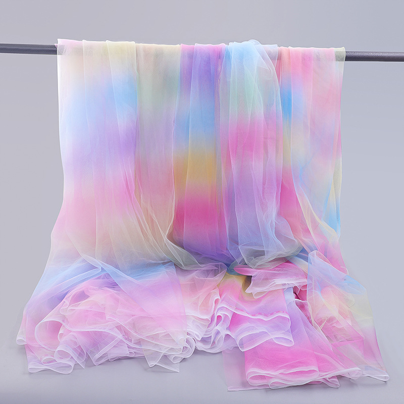 Cut soft and skin-friendly rainbow gradient tulle fabric, special mesh background fabric fashion fabric hair accessories