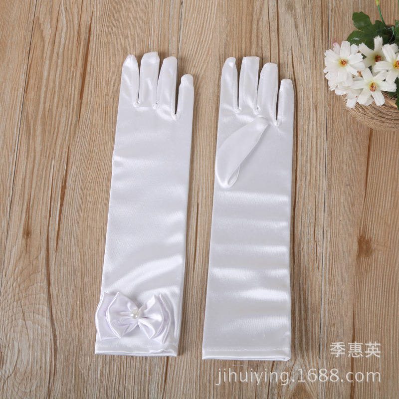 Picture of Children's Dance Clothing Princess Dress Long Long Gloves Flower Girl Dress Bow Gloves Cross-Border