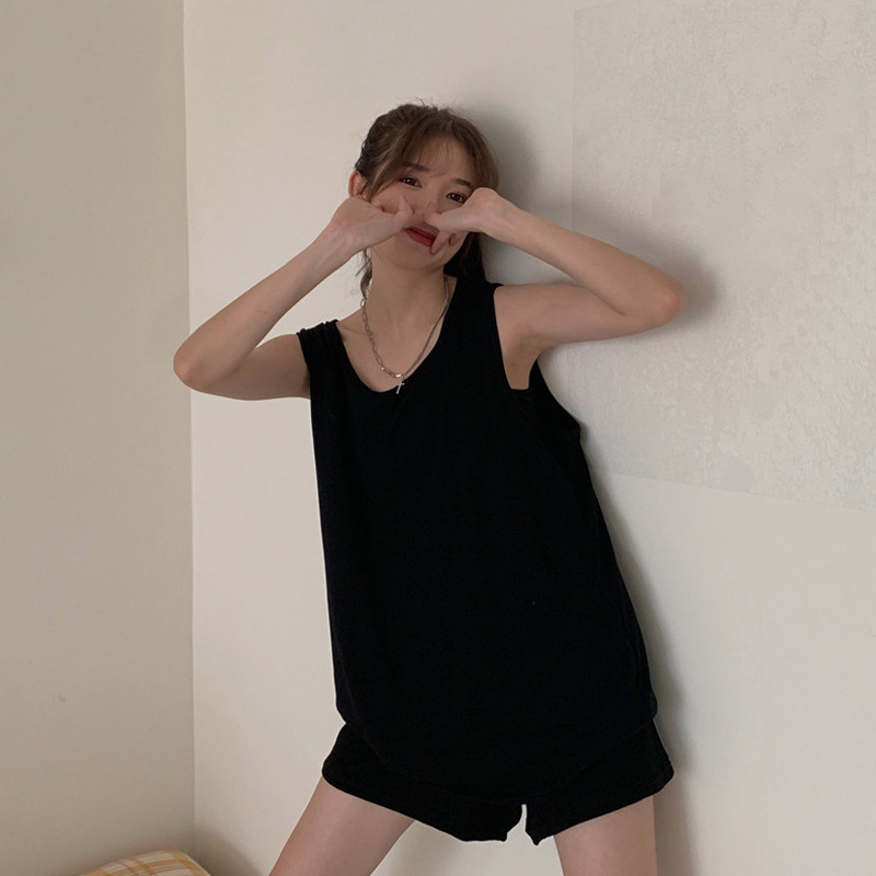 Picture of I-shaped sports camisole women's summer outer wear loose inner base mid-length sleeveless T-shirt top old shirt