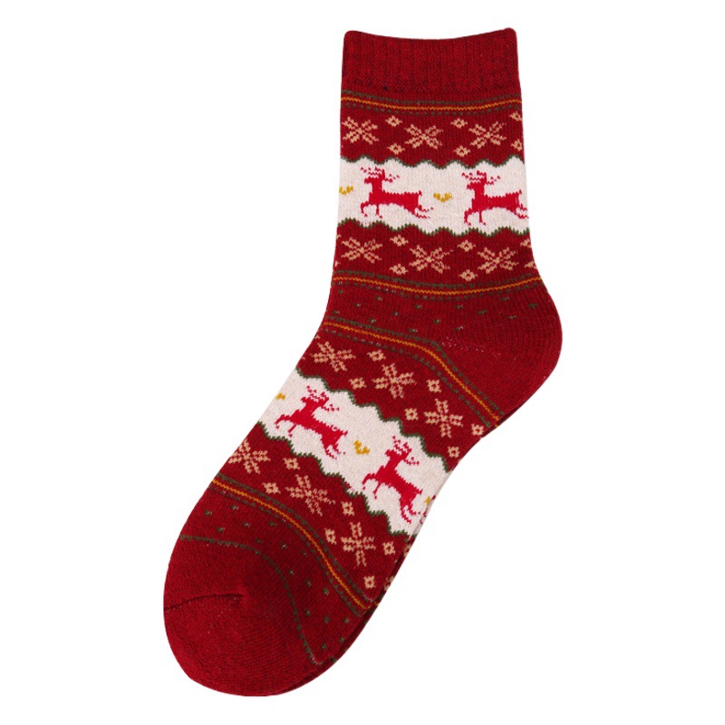 Woolen socks for women's sleeping thickened velvet socks for middle-aged and elderly autumn and winter mid-tube socks for women's mother winter stockings