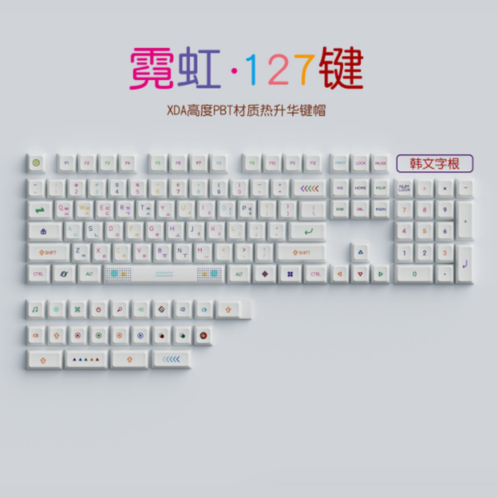 Picture of Factory Outlet Neon Theme XDA/Thai/English/Korean/127 Key Full Set of Thermal Sublimation Mechanical Keycap
