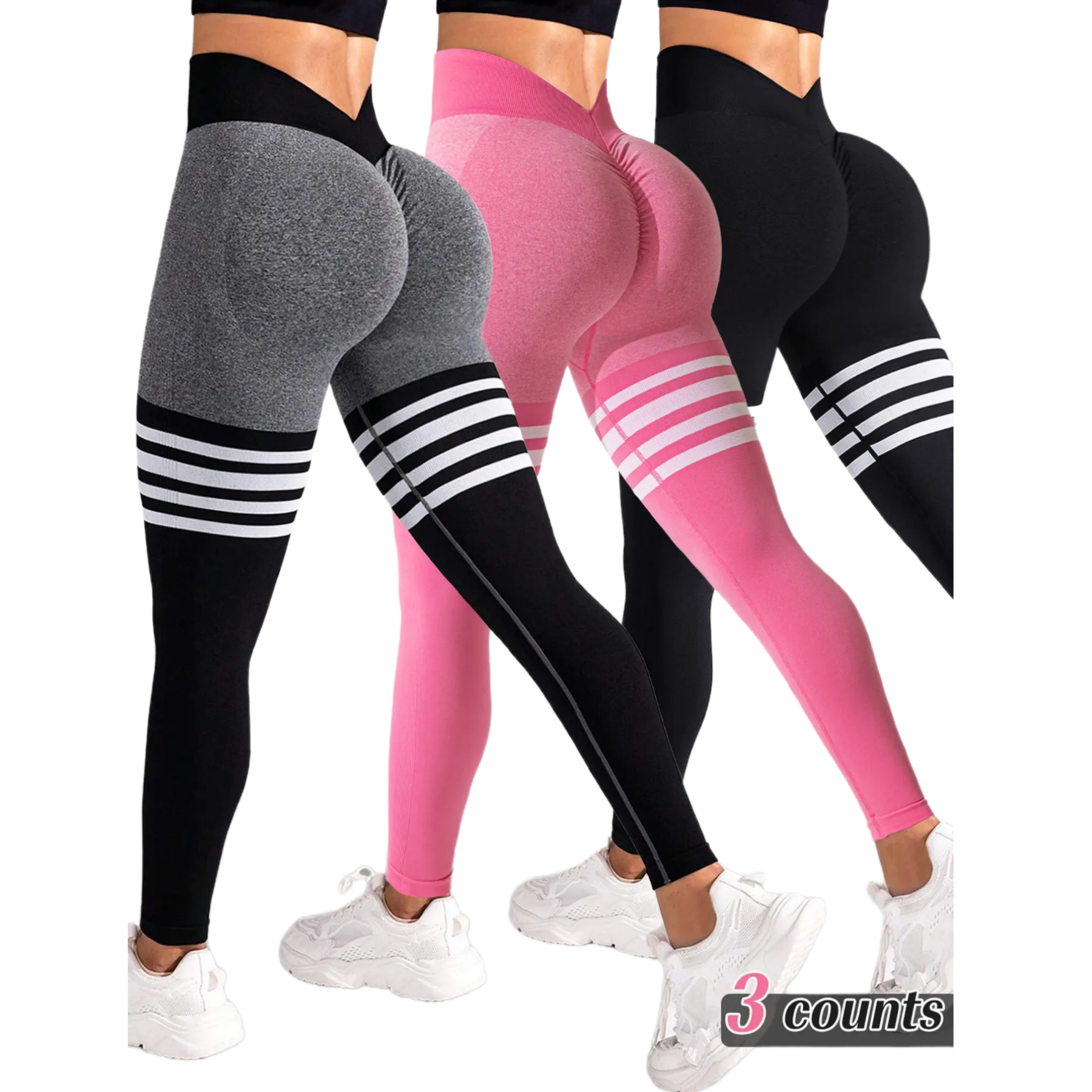 Cross-border European and American Striped Sports Tights Women's High Waist Hip Lifting Yoga Clothes Quick-drying Running Sports Fitness Trousers