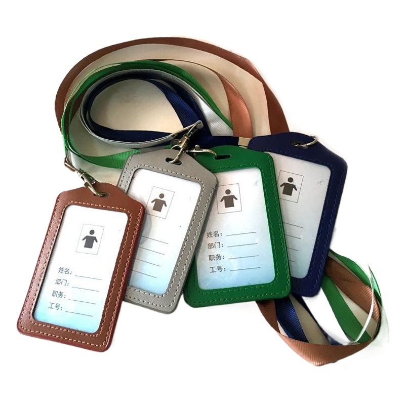 pu bus card badge work card pick-up card set with lanyard staff card badge hanging rope work card soft access card