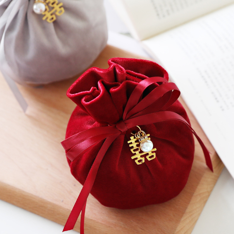 Picture of Wedding Velvet Candy Bag Little Red Riding Book Wedding Candy Accompanying Gift Wedding Candy Box Creative Birthday Full Moon Candy Bag