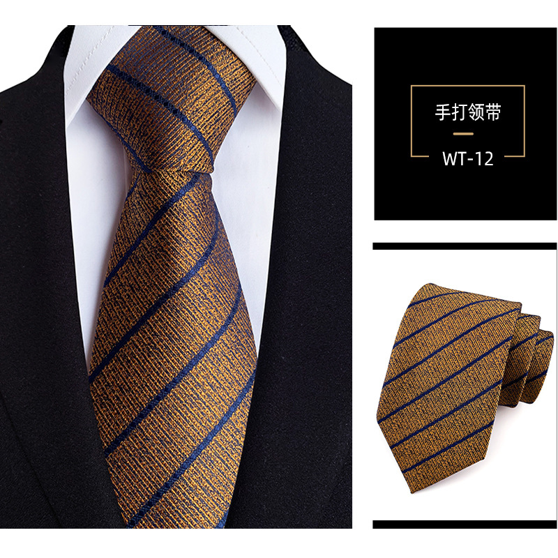 Picture of 8cm hand tie polyester yarn-dyed men's formal wear striped professional business suit accessories manufacturers in stock wholesale