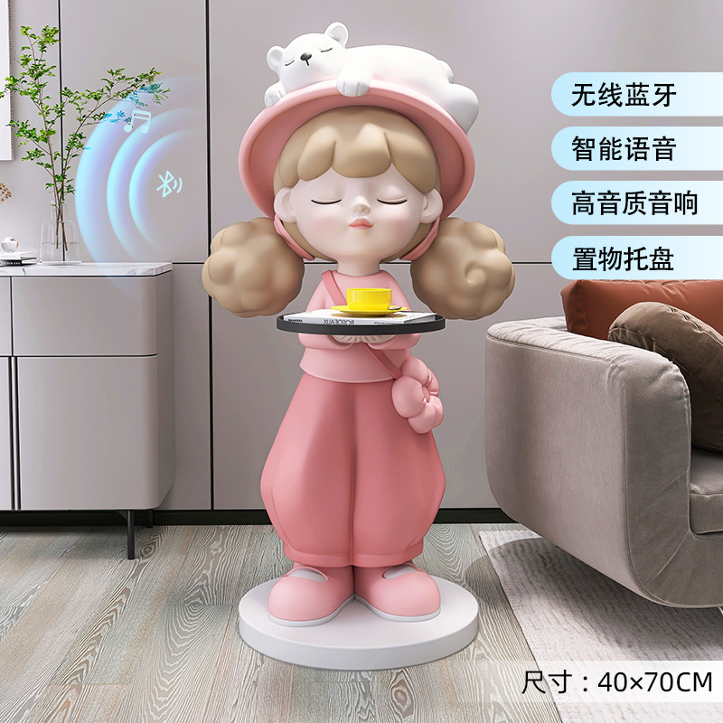 Picture of [Storage Speaker] Cream Style Girl Floor-Standing Ornament Home Decoration Living Room Tv Cabinet Next to Sofa Gift