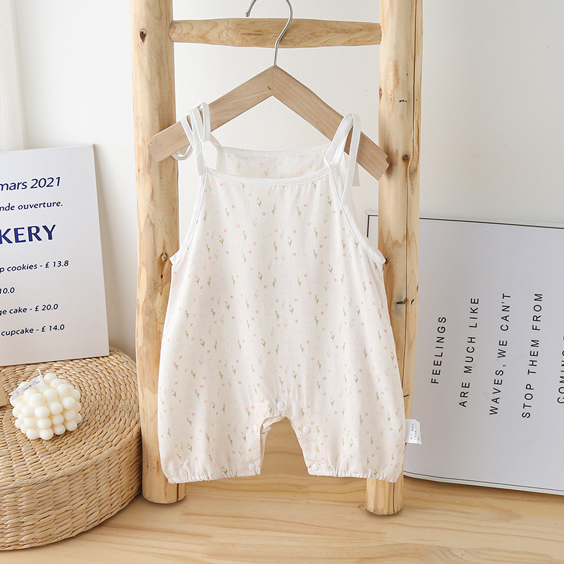 Picture of Baby's Summer Clothes Newborn Printed Short-sleeved Jumpsuit Baby's Summer Sling Cute Cotton Hassel Climbing Suit