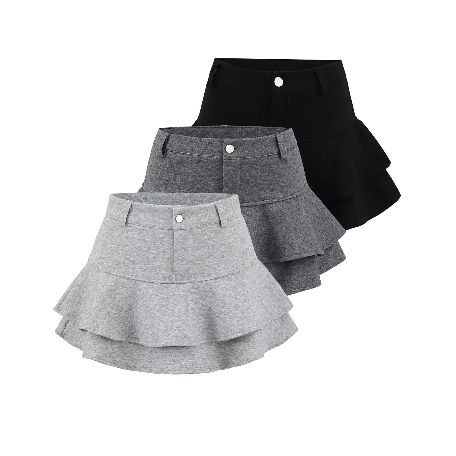 205 Spring New Arrival Fashionable All-Match High Waist Ruffled Short Skirt American Style Hot Girl Anti-Light A- Line Short Skirt