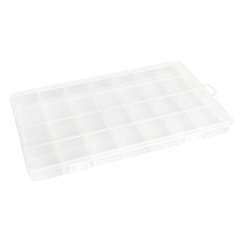 1.8 high transparent fixed 28-grid plastic storage box rice beads button object classification organizing box with lid compartment box