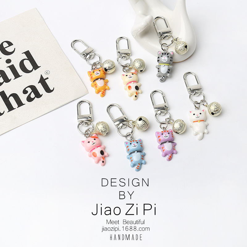 Cute Cute Bell Lucid Cat Keychain Daily All-match New Hanging Accessories Accessories Bag Pendant