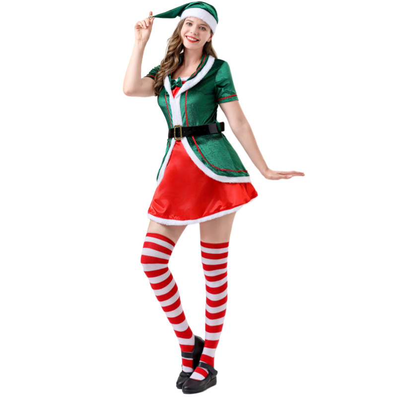 Picture of Classic Santa Claus Couple Costume Christmas Elf Costume European and American Size Christmas Party Christmas Costume