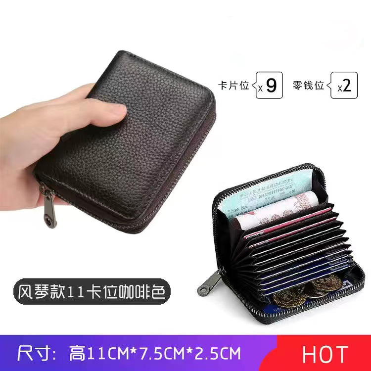 Picture of Anti-degaussing card holder men and women zipper multi-card bank ID card holder large capacity driving license small card holder wallet