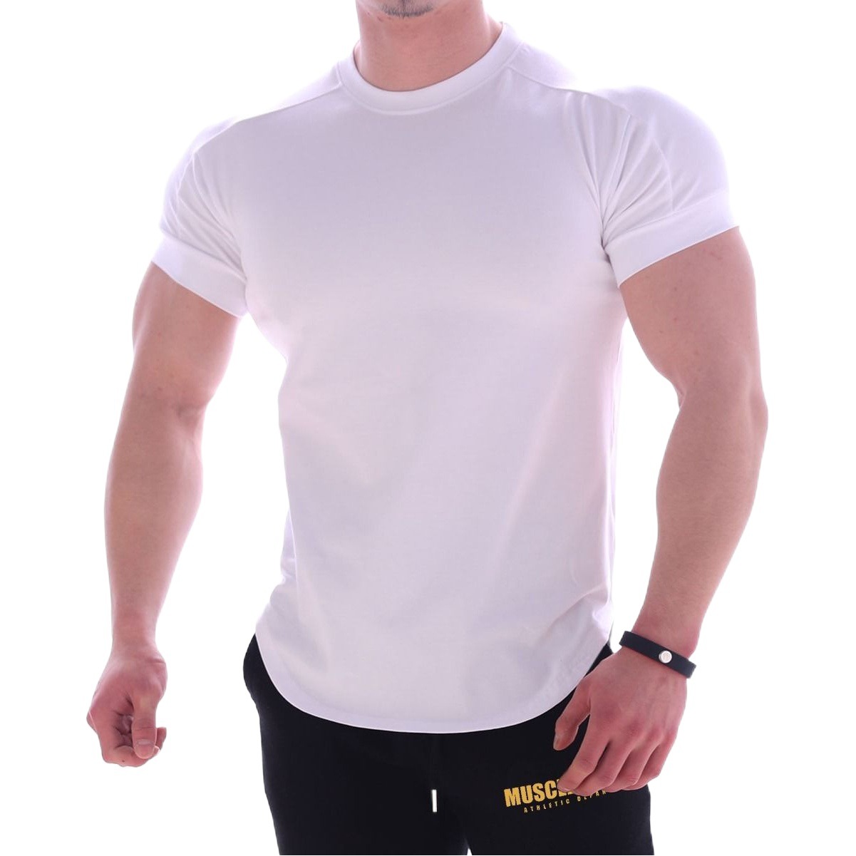 2021 Muscle Aesthetics Round Neck Slim Fit Breathable Running Blank Sports Short Sleeve Men's Fitness T-Shirt Breathable Quick Dry