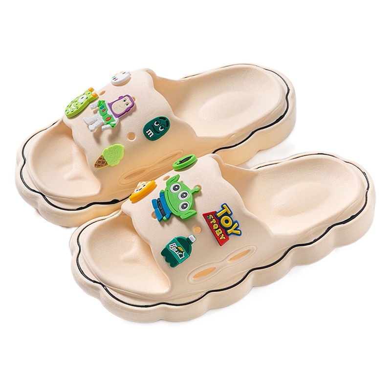Cute Slippers Women's Slip-on Feeling Thick Bottom Cartoon Indoor Home DIY Non-Slip Household Bathroom Children's Sandals for Men
