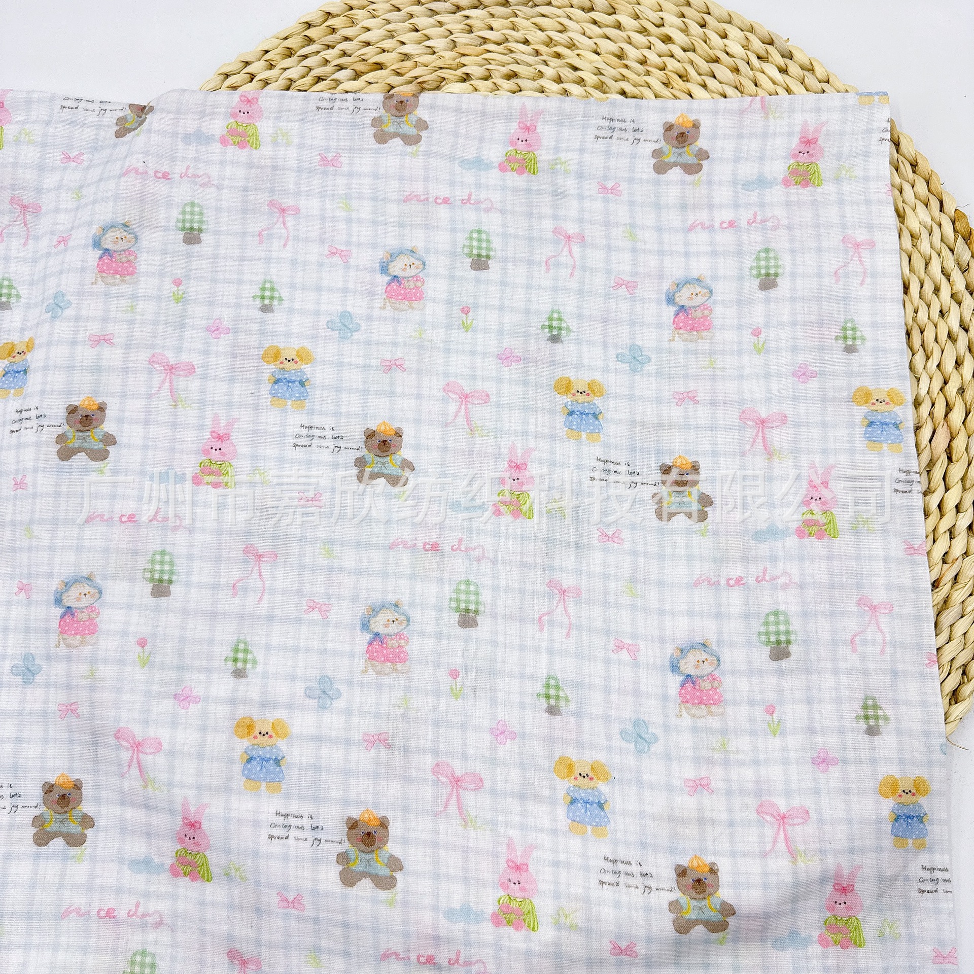 40 digital printed fabric double plain double gauze cartoon animal cloth shirt bags home clothes children's clothing