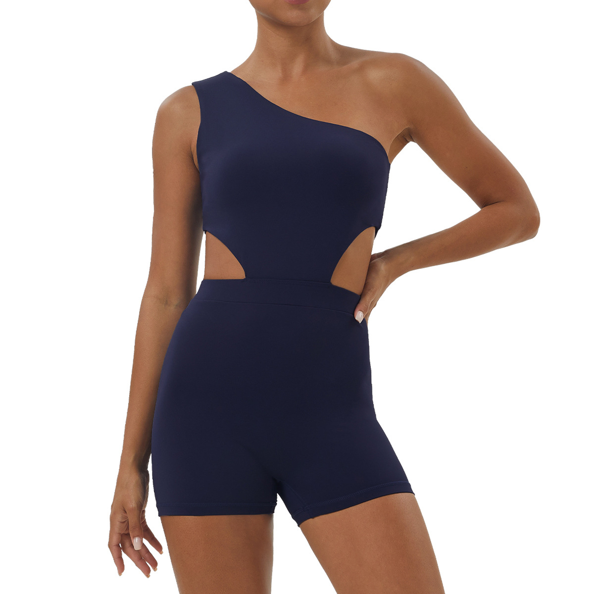 Picture of Amazon Slant Shoulder Sexy Yoga Jaysuit Shaping Slim Sports Shorts Jaysuit Indoor Training Fitness Wear