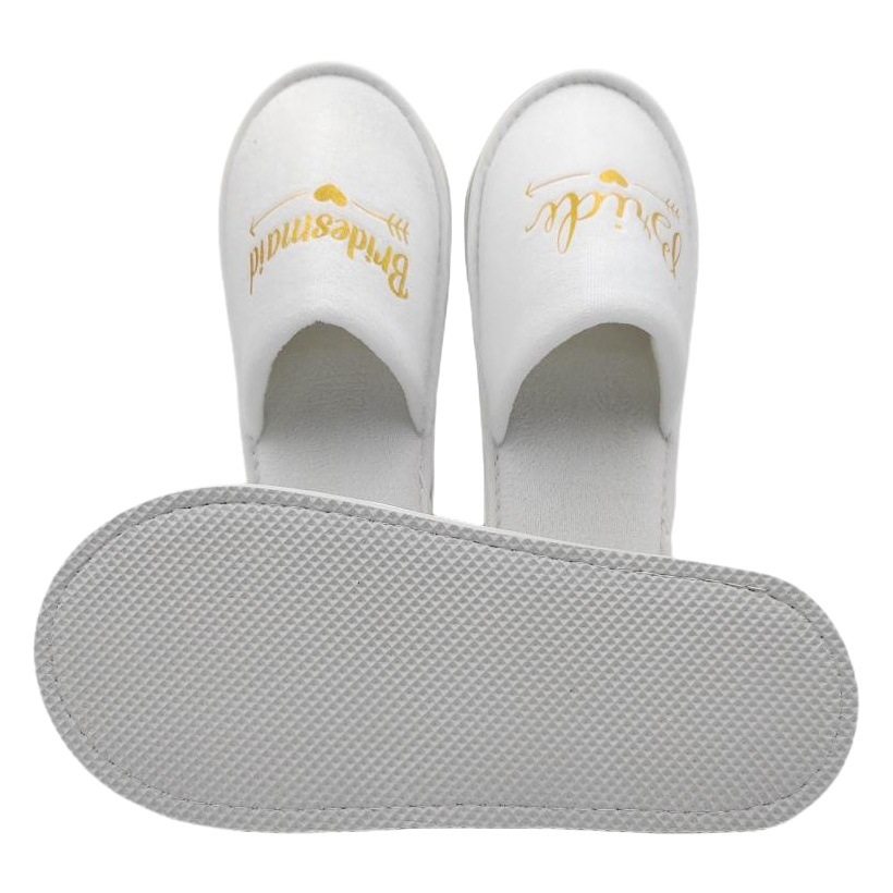 High-end hotel dense velvet couple disposable slippers bride bridesmaid slippers thickened non-slip disposable slippers