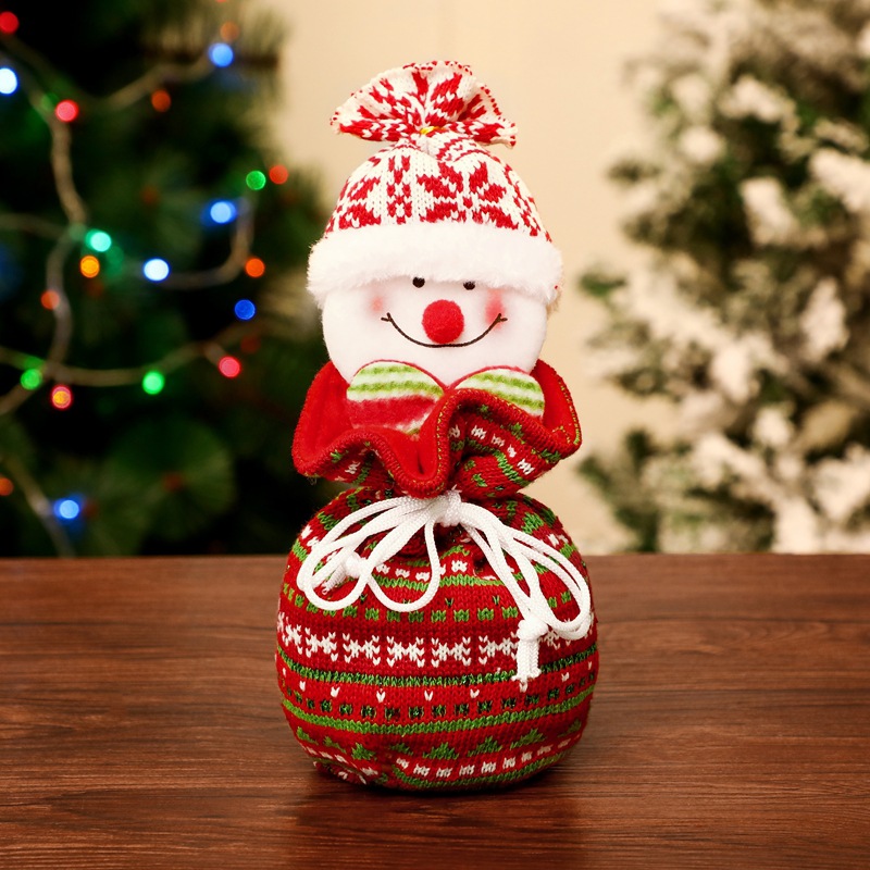 Christmas Knitted Apple Bag Children Adult Gift Bag Christmas Eve Candy Bag Gift Bag Snowman Santa Claus