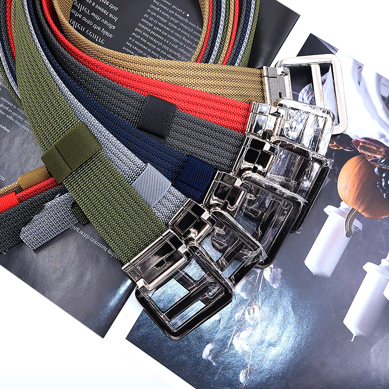 Picture of Alloy double loop buckle belt men's Korean woven nylon tactical sports outdoor pants belt canvas wholesale men's
