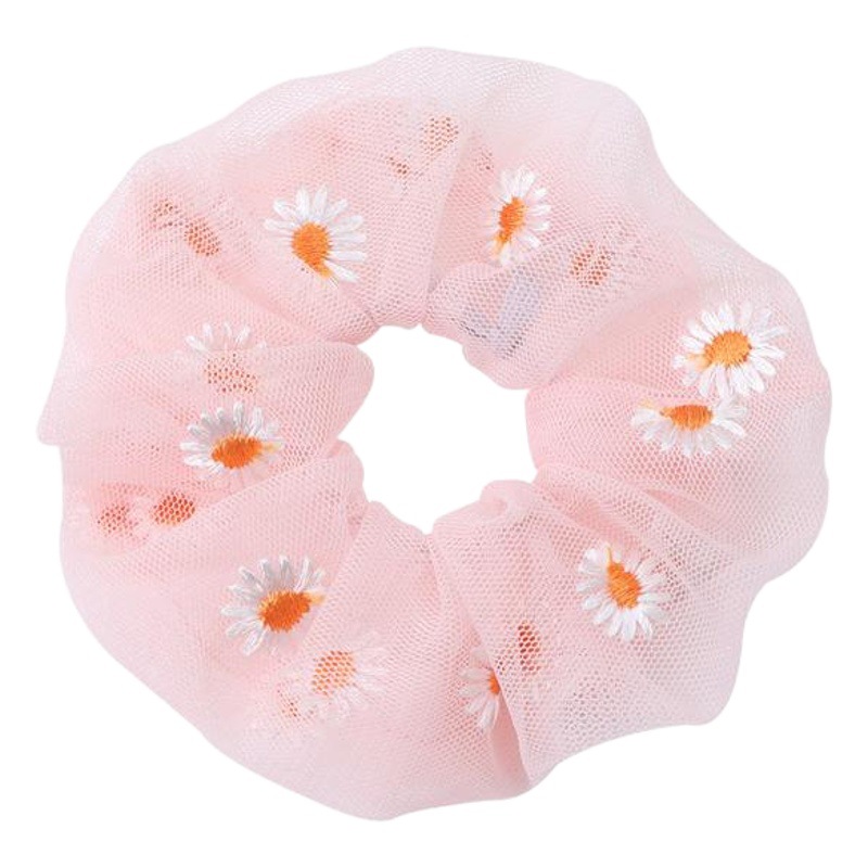 Super Fairy Mesh Daisy Hair Ring Mori Girl's Flower Hair Rope Big Bowel Girls' Heart Hair Rope Korean Hair Accessories Headdress