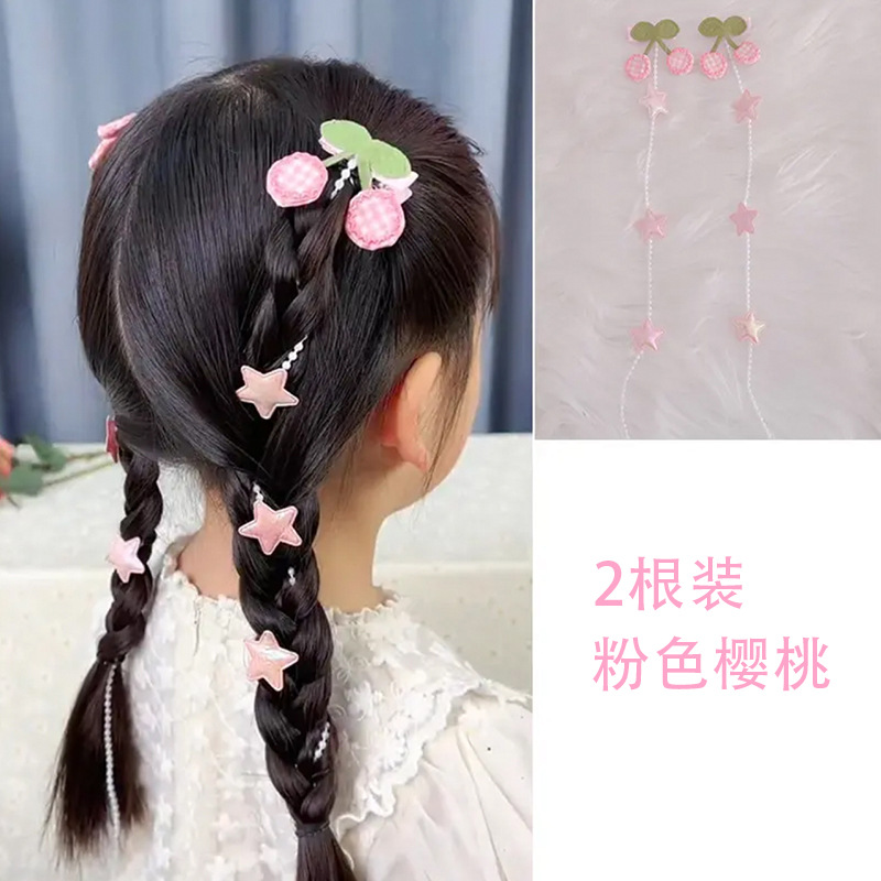 Picture of Little girl's new ancient style handmade butterfly pearl chain braided hairpin princess fairy head flower bead hair band headdress