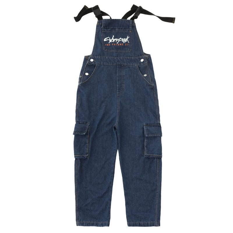 Picture of Children's suspenders costume girls jazz dance suit hip-hop loose denim baggy pants boys hip-hop fashion cool