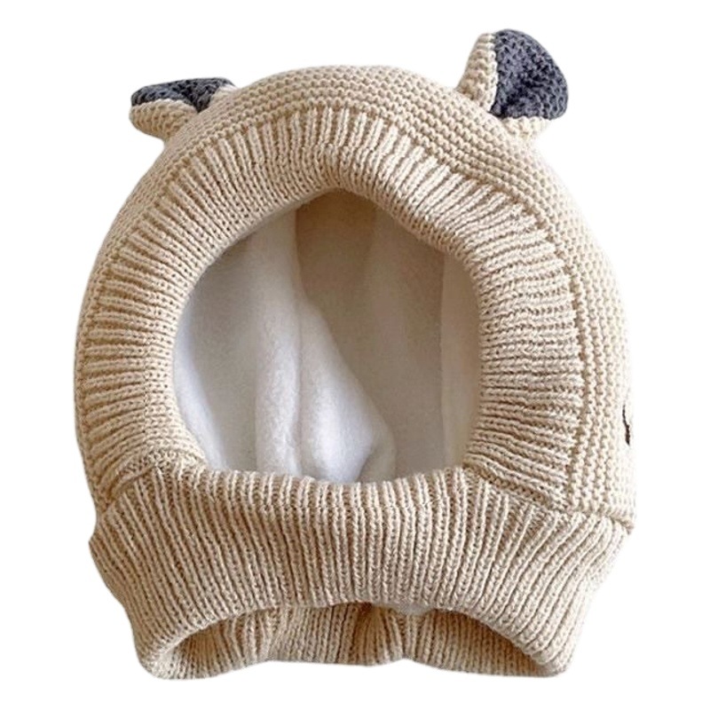 Winter fleece-lined thickened children's baby rabbit ear protection baby boys and girls knitted hat cute wool hat