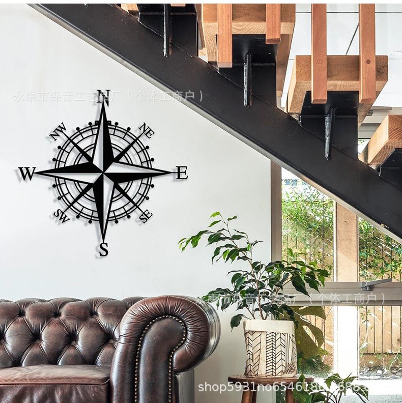 Picture of Hallway background wall decoration laser cutting silhouette navigation compass crafts wall decoration cross-border hot sale pendant