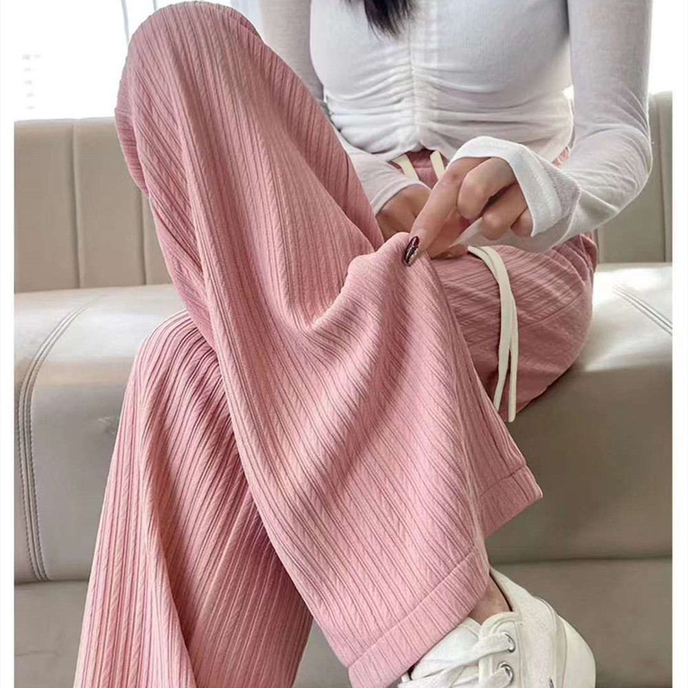 Picture of Seven-Color Cloud Pants for Women 2025 Summer High-Waisted Pleated Draped Floor-Length Wide-Leg Pants Popular Pink Straight Pants for Women