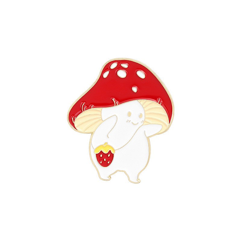 Picture of Cartoon cute 21 mushroom suit mushroom man and frog alloy brooch suit cute anti-light badge