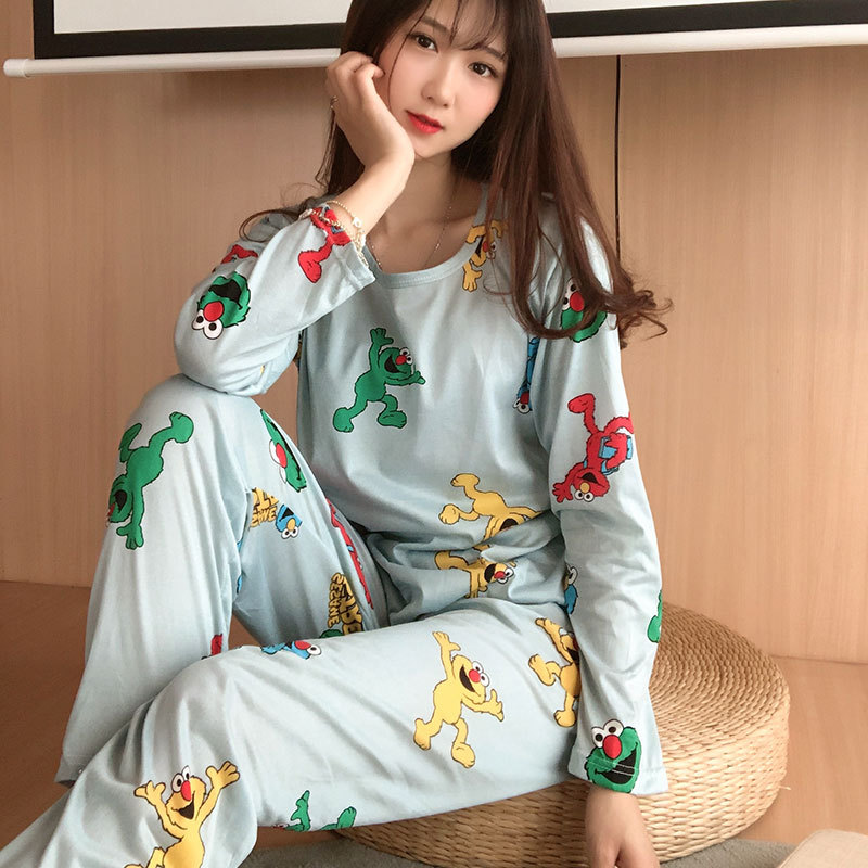 Picture of Factory Clearance Welfare Spring and Autumn Pajamas Women's Casual Comfortable Lady Style Long Sleeve Trousers Two-Piece Home Clothes