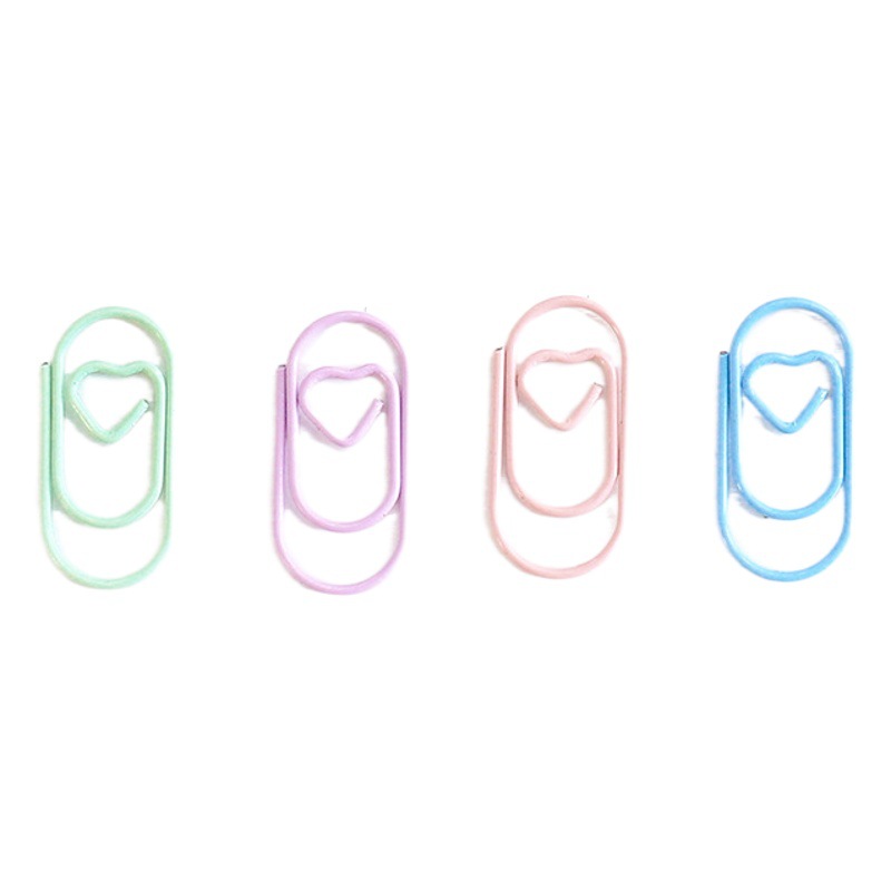 new Mini small love shaped color paper clip creative small peach heart metal plastic coated shaped paper clip
