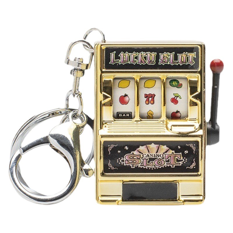 Creative Mini Fruit Machine Digital Lottery Machine Novelty Palm Raiser Keychain Simulation Model Finger Toy