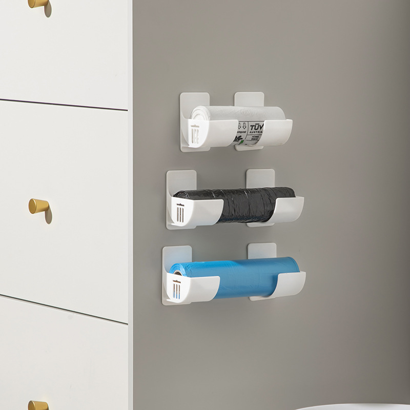 Picture of Wall Punch-Free Storage Bracket for Placing Clings Garbage Bag Storage Rack Wall-Mounted Rack Shelf Storage Rack