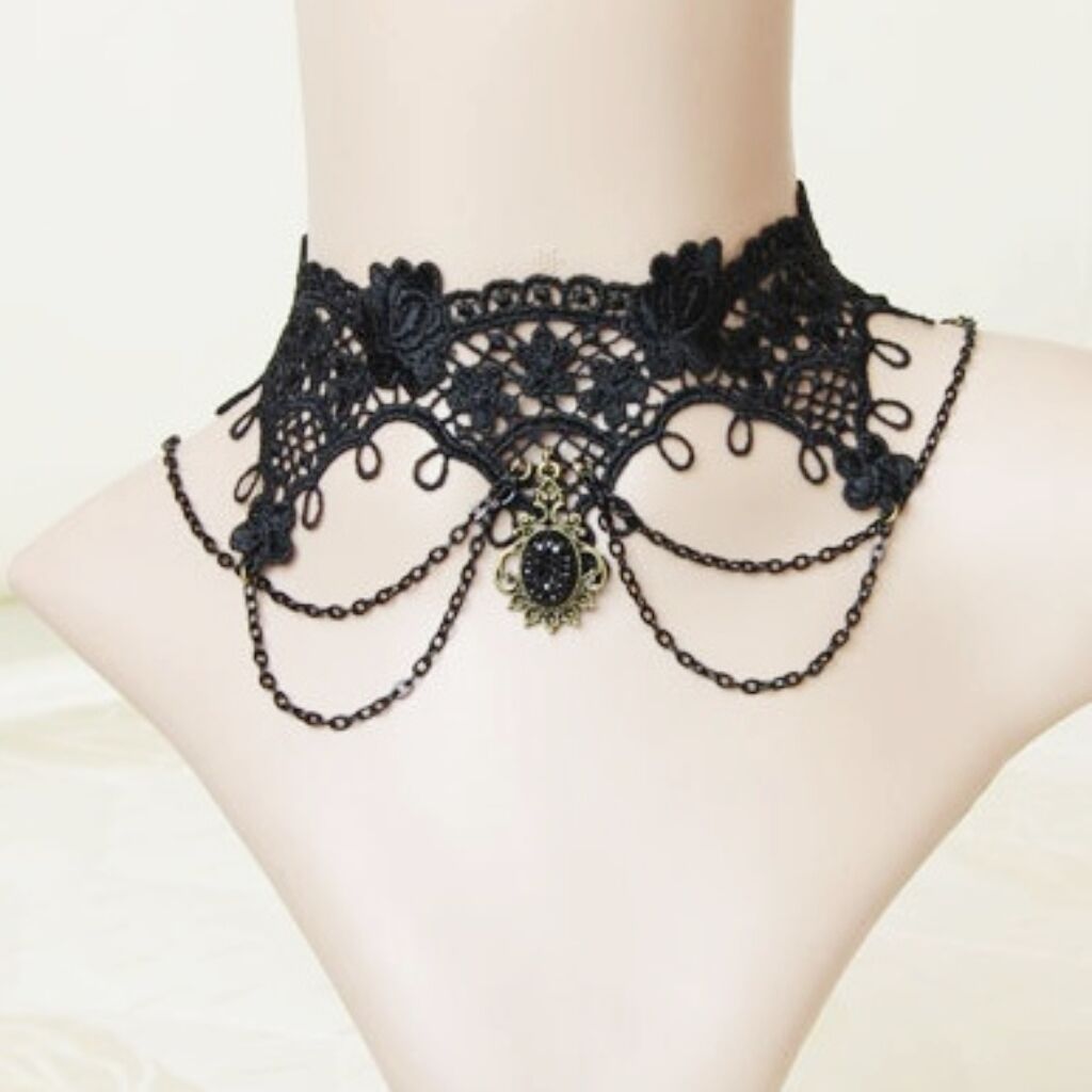 Picture of Cross Border Accessories Women's Neck Strap Court Gothic Spice Girl Neck Chain Lace Necklace Choker Clavicle Chain Collar Collar Vintage